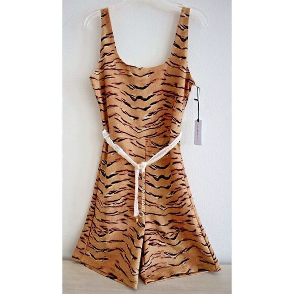 WeWoreWhat WWAB22-2XMWH Womens Sz L Brushed Nylon Tiger Scoop Neck Bodysuit - Picture 1 of 9